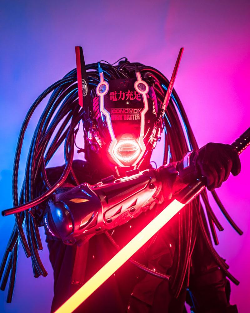 APP-Controlled LED Dreadlocks Cyberpunk Helmet Mask - Image 2
