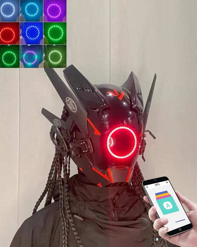 APP-Controlled LED Futuristic Cyberpunk Helmet Mask - Image 2