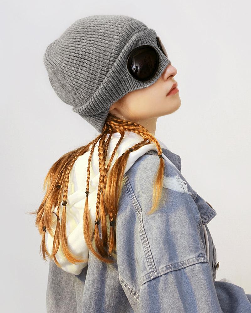 Aviator Sunglasses Knitted Futuristic Hat - Image 13