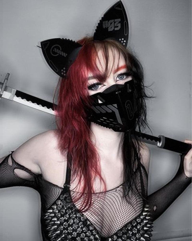 Bad Girl Cyberpunk Cat Ear Headband And Mask (Sold Separately) - Image 4