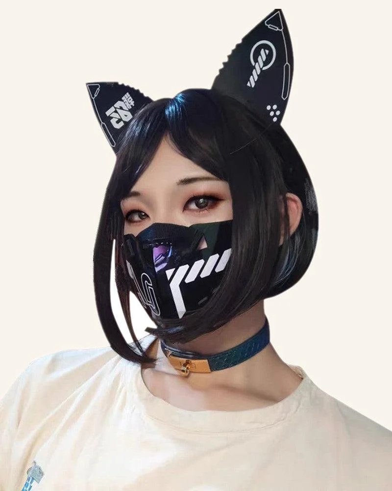 Bad Girl Cyberpunk Cat Ear Headband And Mask (Sold Separately) - Image 8