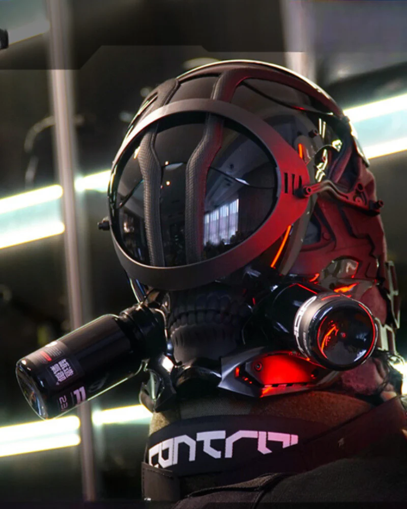 Biowalker Glowing Cyberpunk Helmet Mask - Image 2