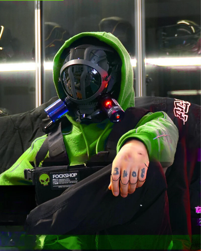 Biowalker Glowing Cyberpunk Helmet Mask - Image 9