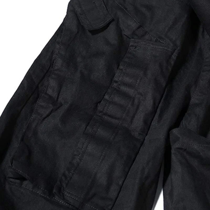 Black Drawstring Slim Cargo Pants - Image 6