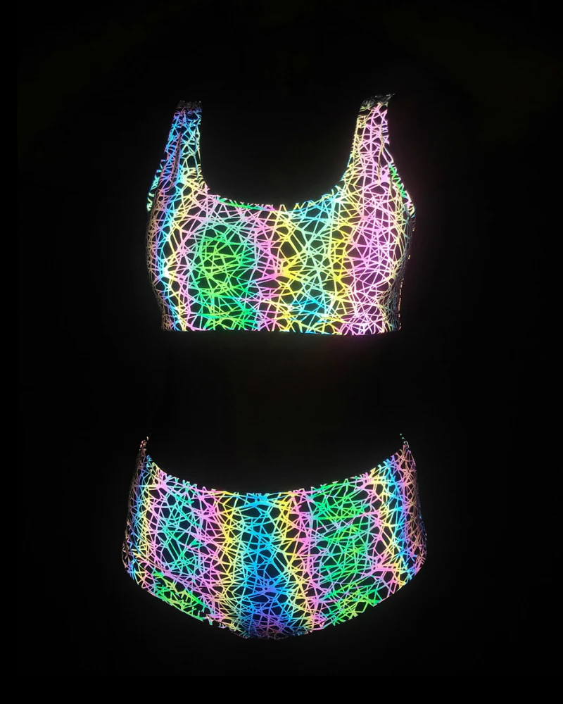Colorful Reflective Rave Party Shiny Bikini Set - Image 11