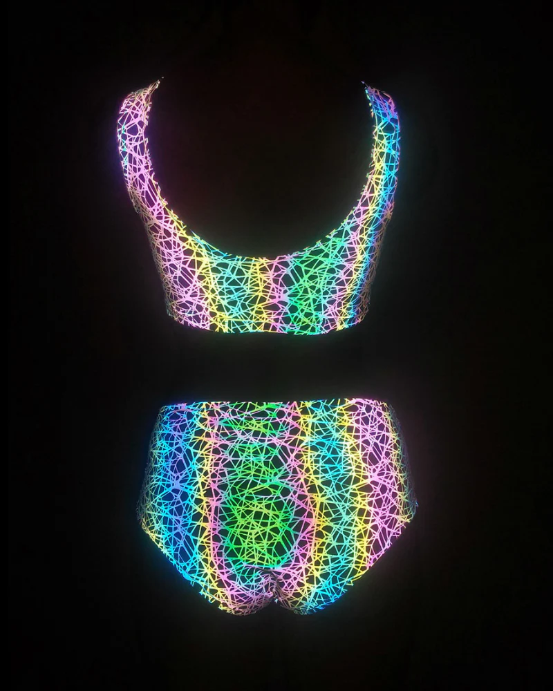 Colorful Reflective Rave Party Shiny Bikini Set - Image 12