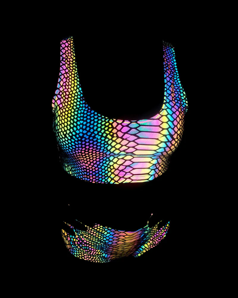Colorful Reflective Rave Party Shiny Bikini Set - Image 14