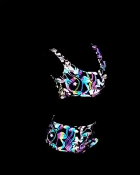 Colorful Reflective Rave Party Shiny Bikini Set - Image 2