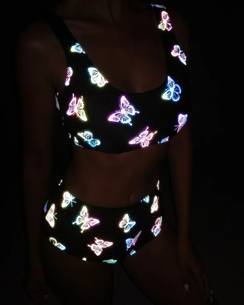 Colorful Reflective Rave Party Shiny Bikini Set - Image 21