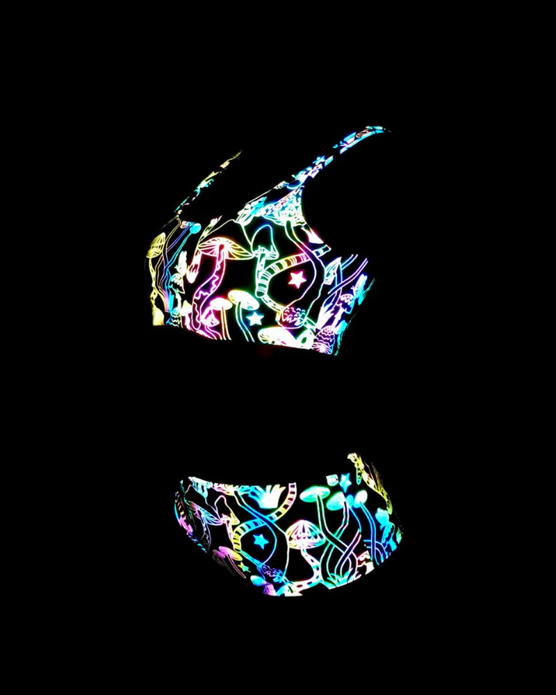 Colorful Reflective Rave Party Shiny Bikini Set - Image 3