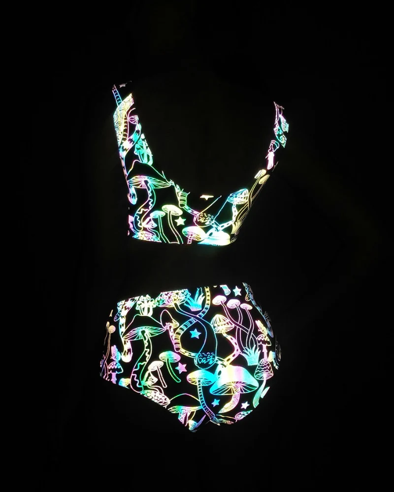 Colorful Reflective Rave Party Shiny Bikini Set - Image 4