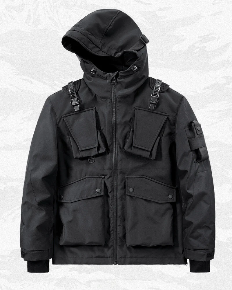 Functional Multi-pocket Cargo Hooded Jacket - Image 4