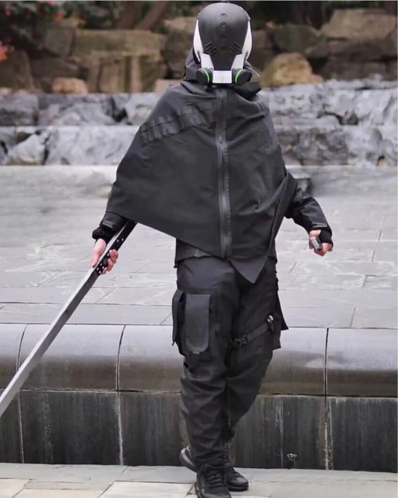 Cyberpunk Black Samurai Ninja Jacket Cloak - Image 5