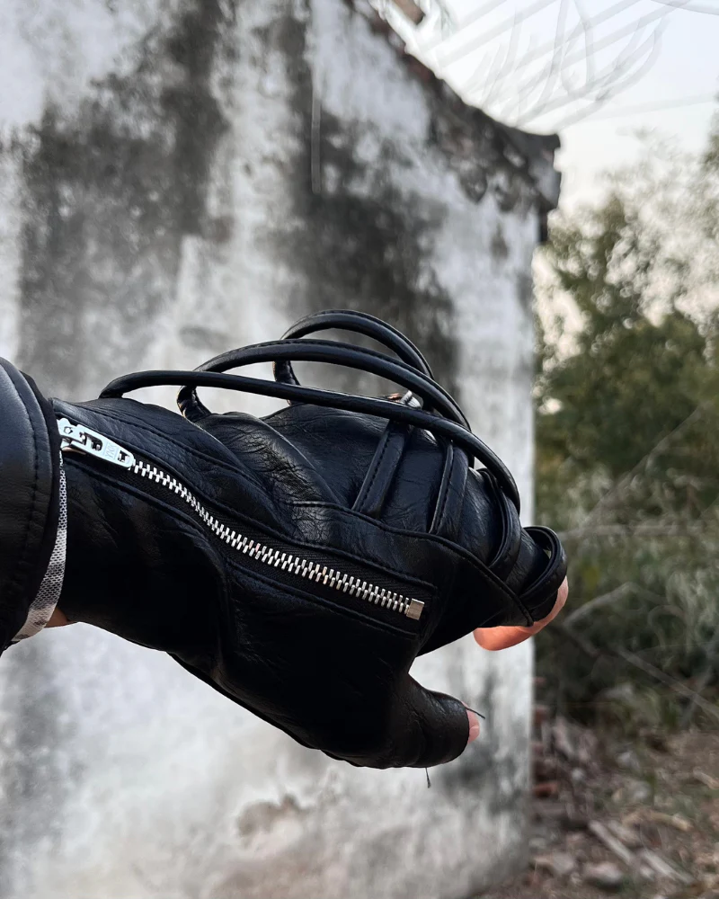 Cyberpunk Functional Zipper Motorcycle Fingerless Gloves - Image 7