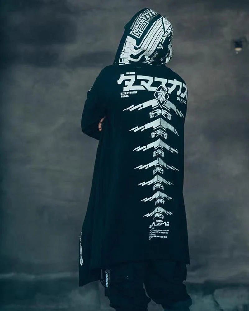 Cyberpunk Futuristic Dark Long Coat - Image 3