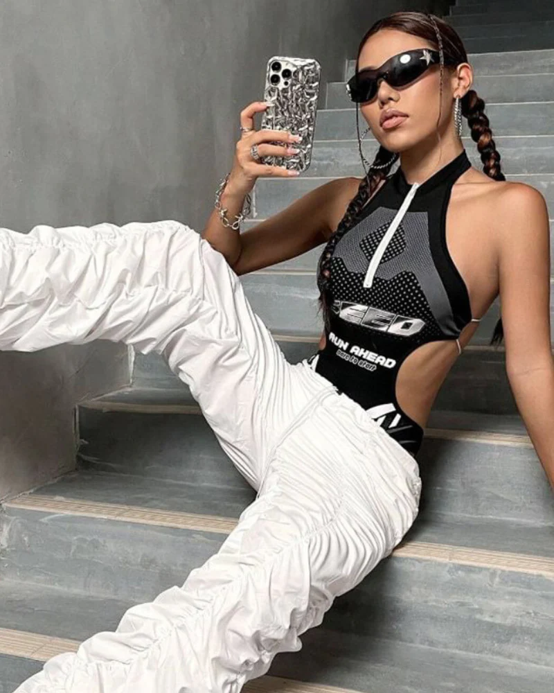Cyberpunk Halter Cut Out Bodysuit - Image 6