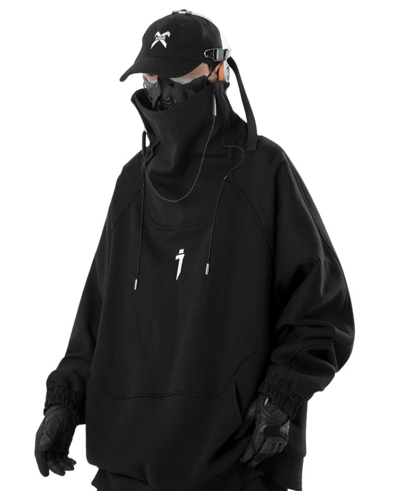 Cyberpunk Hip Hop Oversized Unisex Stand Collar Sweatershirt - Image 2