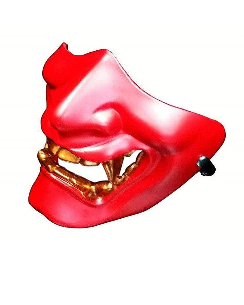 Cyberpunk Japanese Hannya Half Face Oni Mask - Image 11