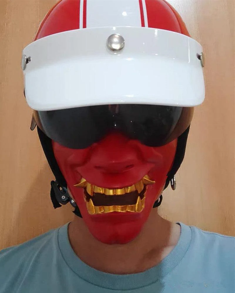 Cyberpunk Japanese Hannya Half Face Oni Mask - Image 12