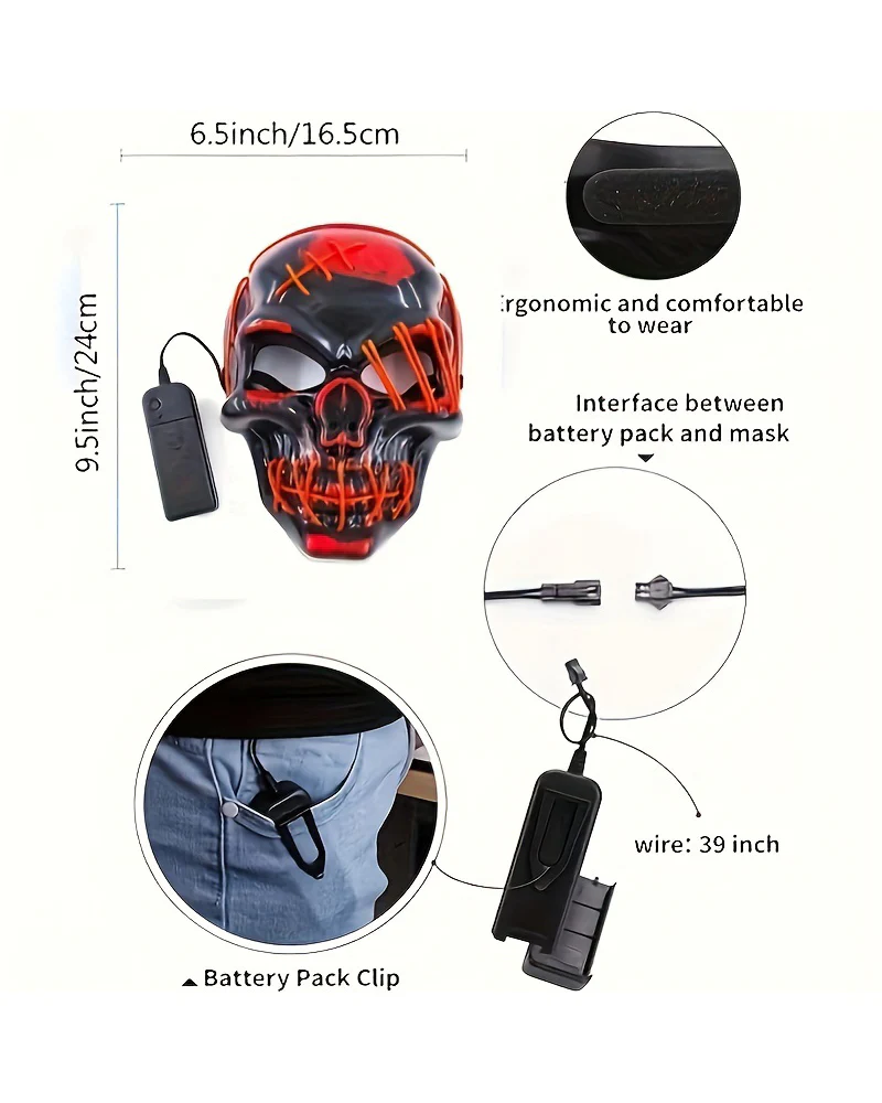 Cyberpunk LED Skull Ghost Face Mask - Image 6