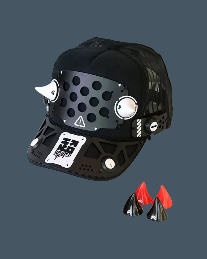 Cyberpunk Mech-Horn Tactical Cap Mask Hand Armor - Image 6