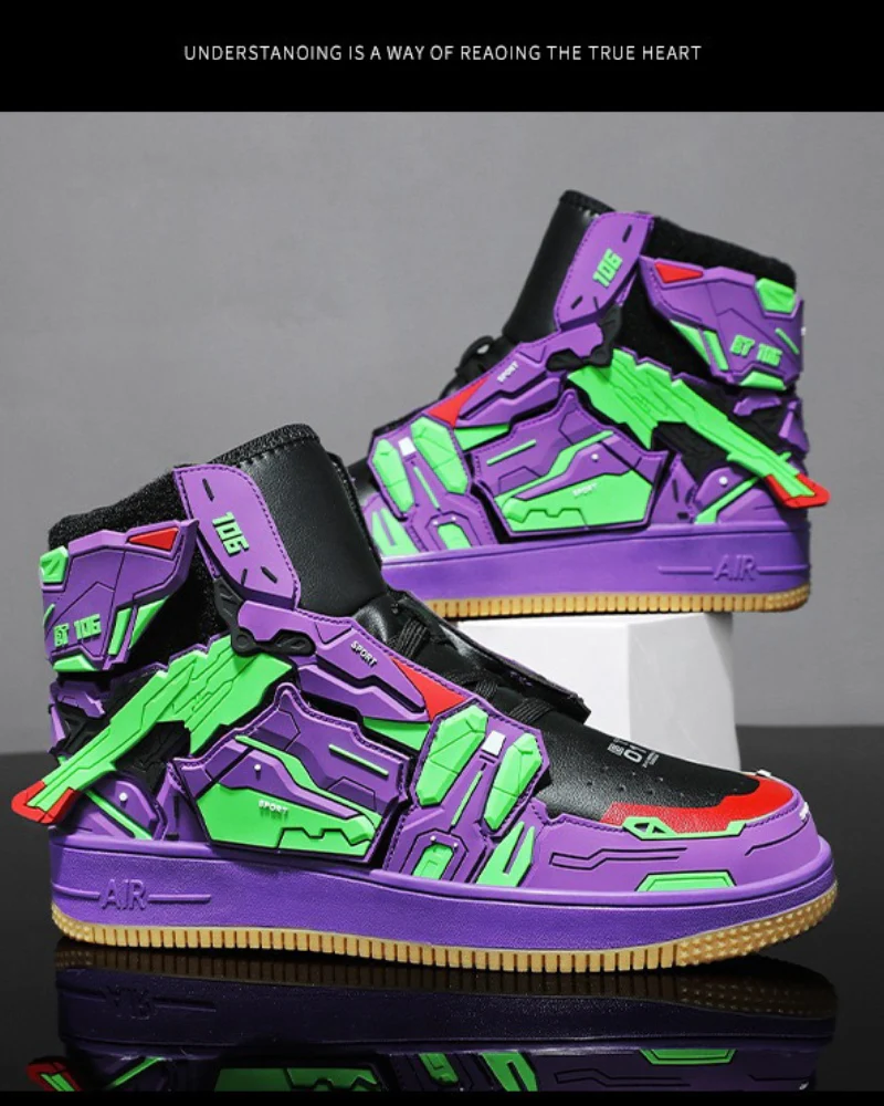 Cyberpunk Mecha Wings Sneakers|Blue Purple Red - Image 10