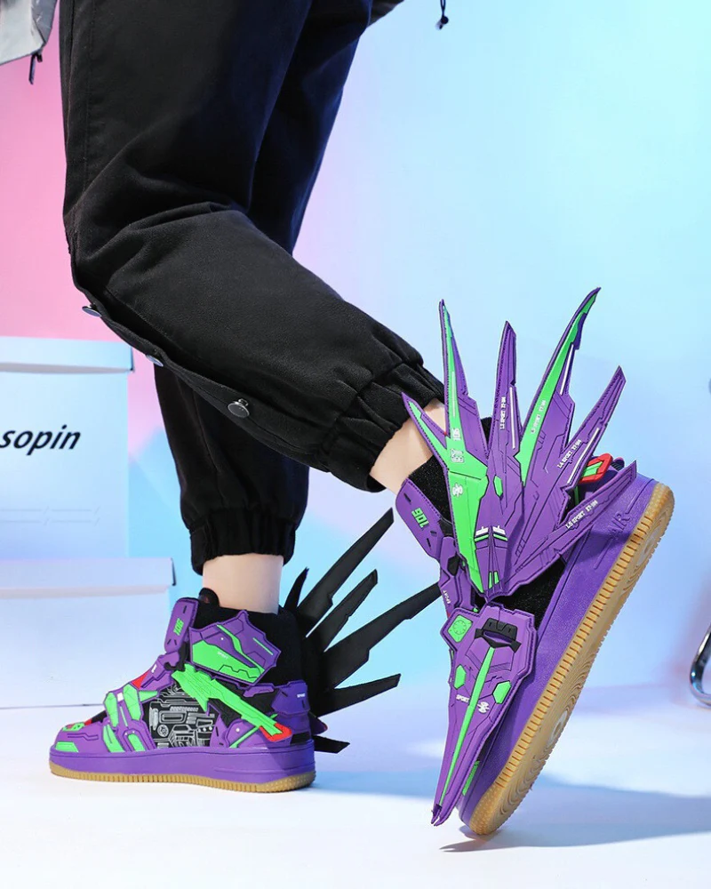 Cyberpunk Mecha Wings Sneakers|Blue Purple Red - Image 19