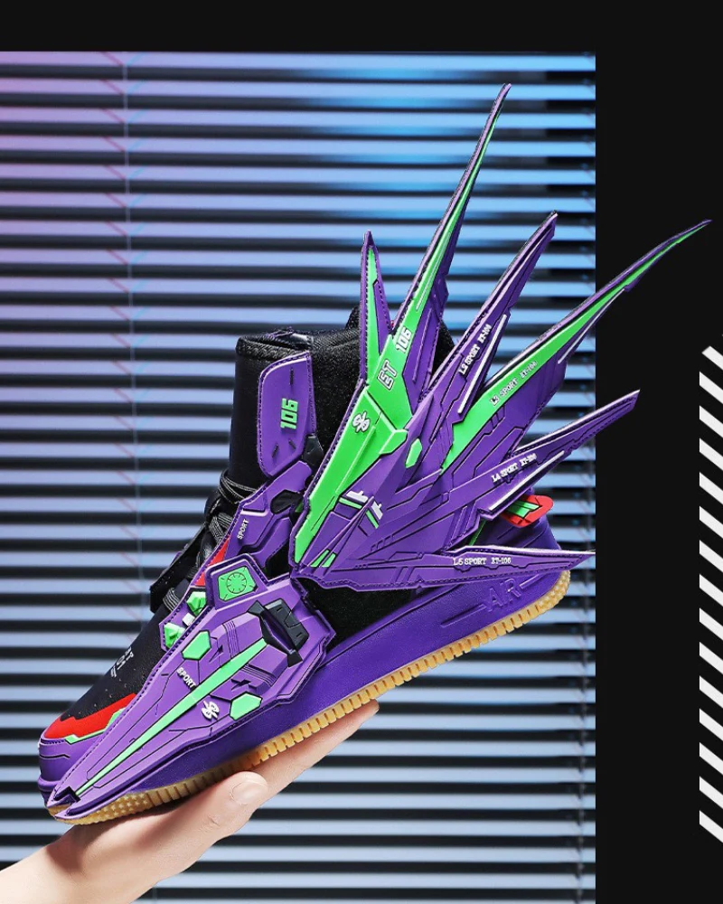 Cyberpunk Mecha Wings Sneakers|Blue Purple Red - Image 20