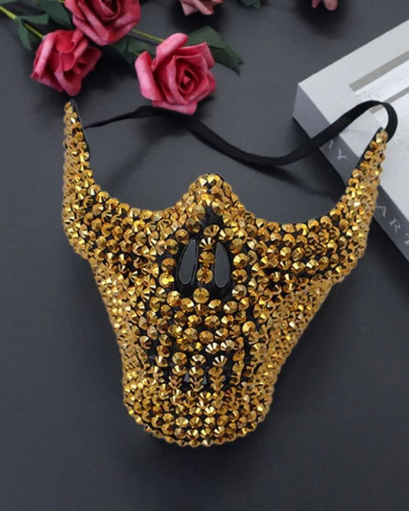 Cyberpunk Studded Diamond Horror Skull Mask - Image 3