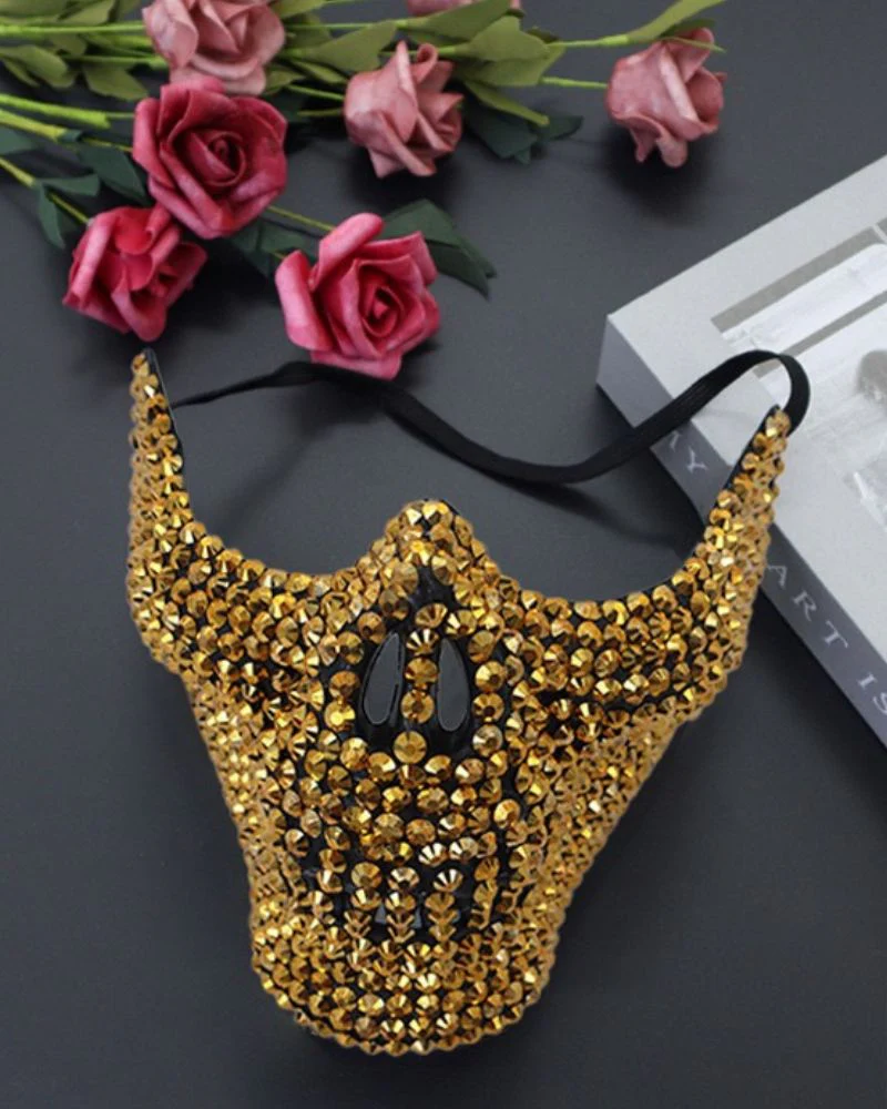 Cyberpunk Studded Diamond Horror Skull Mask - Image 5