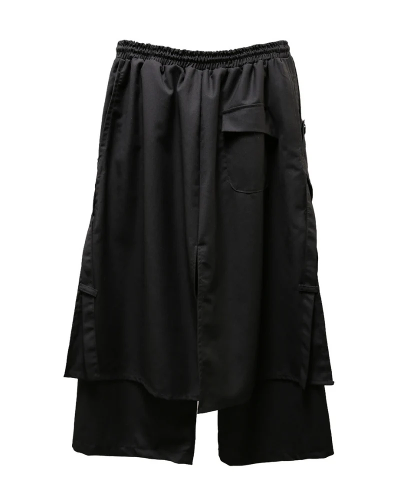 Dark Modern Japanese Loose Faux-Layer Hakama Pants - Image 9