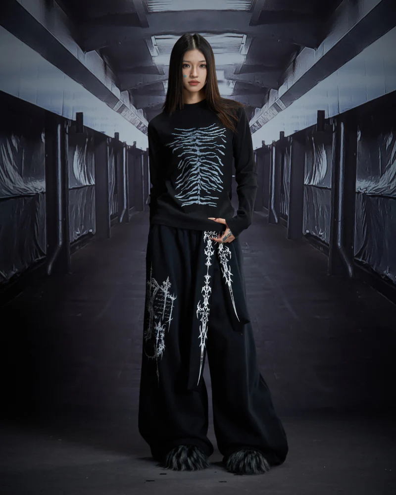 Dark Subculture Slim-Fit Crewneck Knit Sweatshirt - Image 6