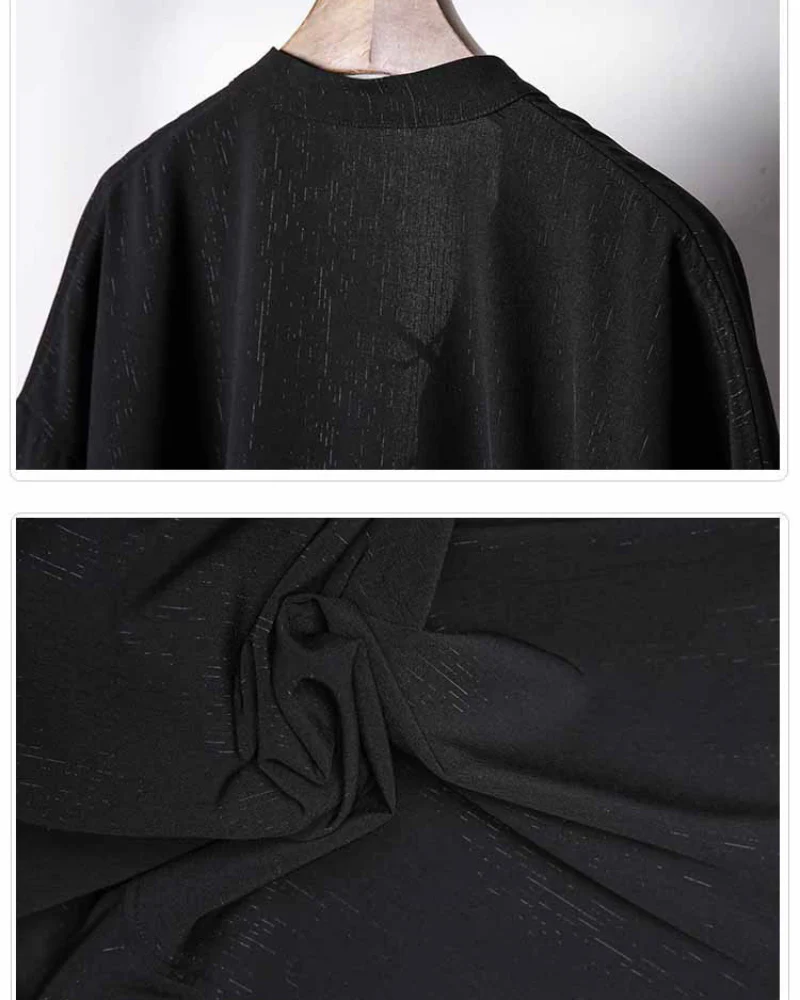 Darkwear Chain Lace-Up Textured Short Sleeve Shirt - Image 10