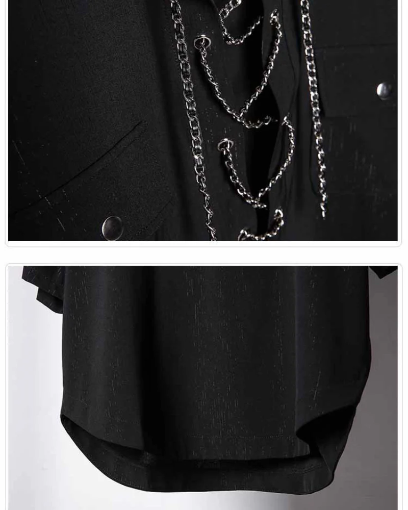 Darkwear Chain Lace-Up Textured Short Sleeve Shirt - Image 11