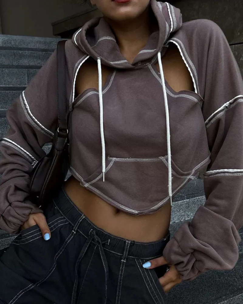 Darkwear Cutout Crop Hoodie - Image 8