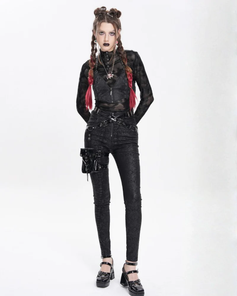 Darkwear Detachable Leg Bags Women Punk Pants - Image 6