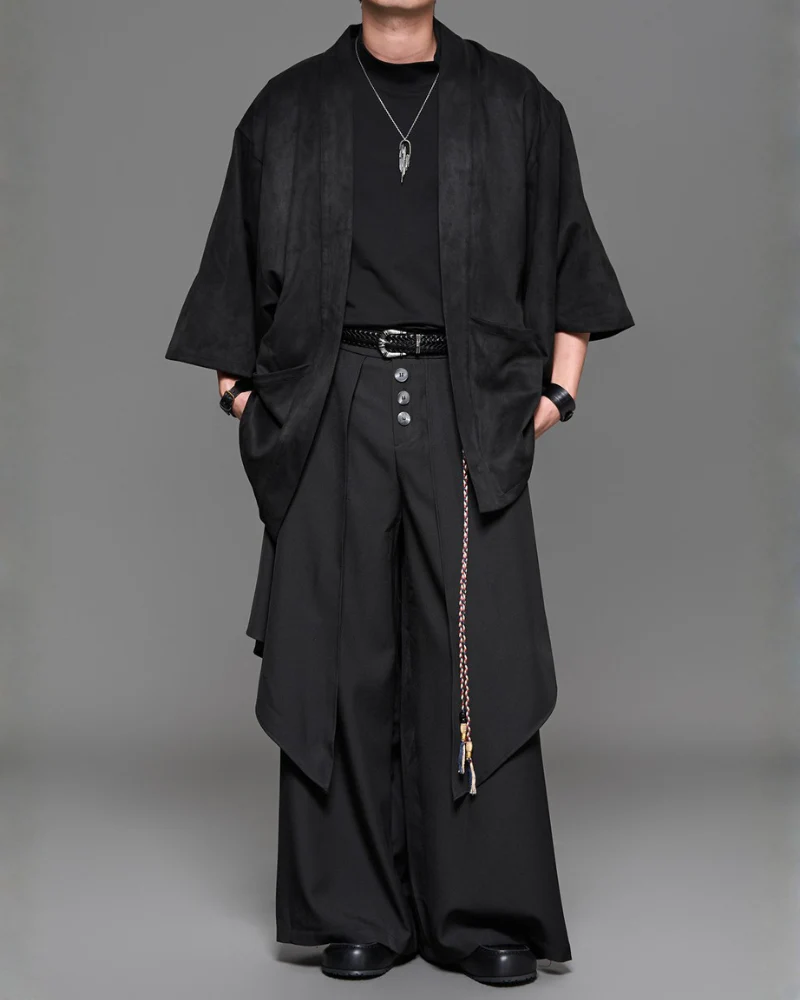Darkwear Japanese-Style Fake Two-Piece Hakama Pants - Image 6
