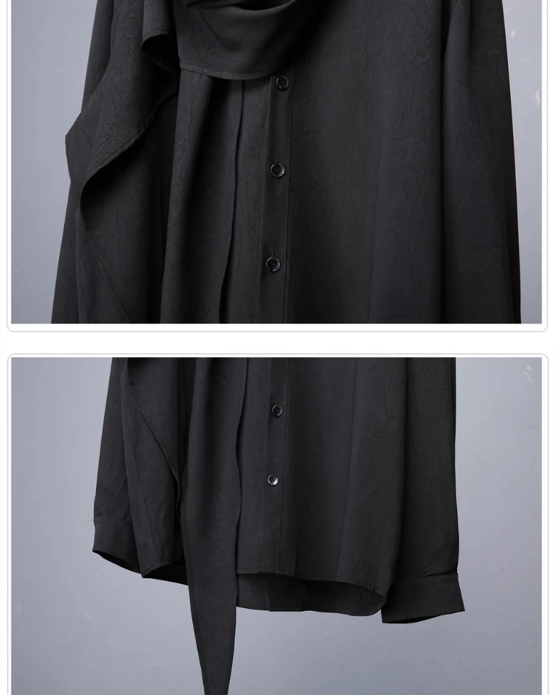 Darkwear Style Japanese Urban Scarf Collar Shirt - Image 11