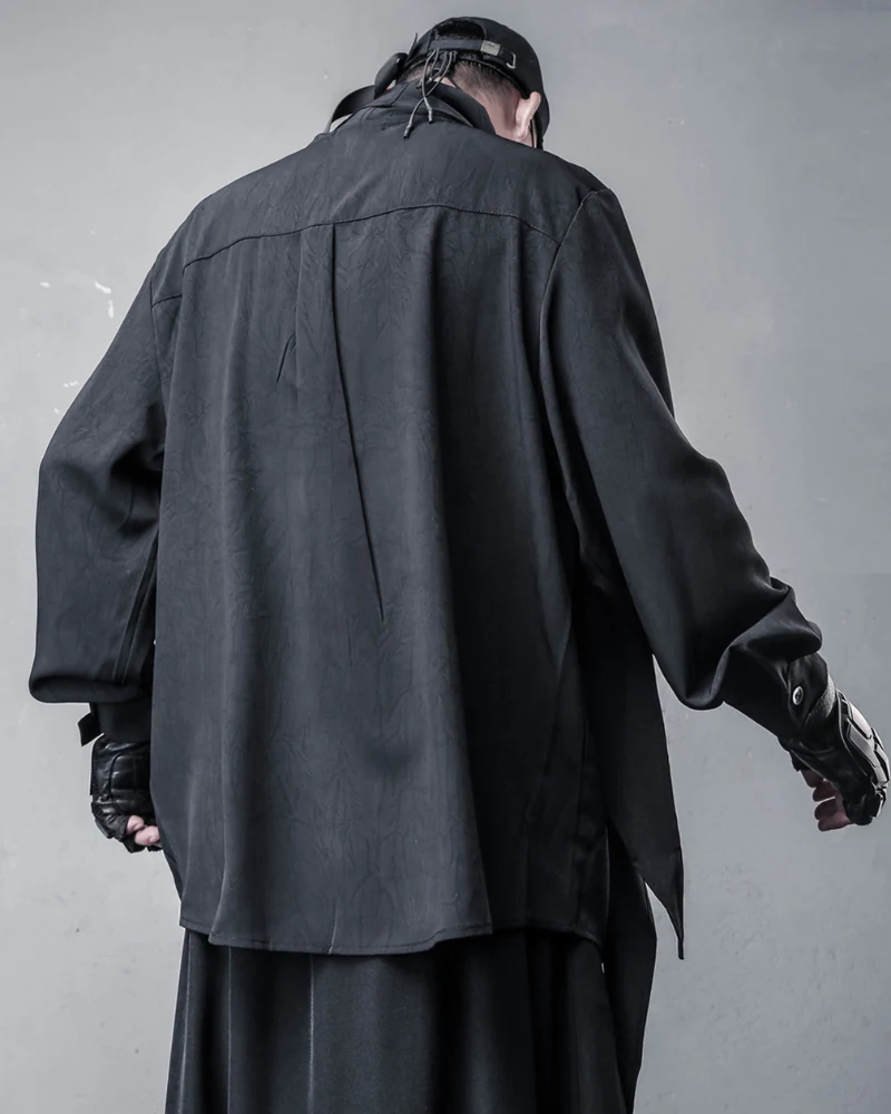 Darkwear Style Japanese Urban Scarf Collar Shirt - Image 5