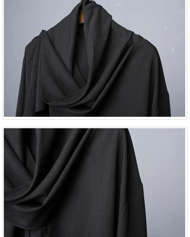 Darkwear Style Japanese Urban Scarf Collar Shirt - Image 9