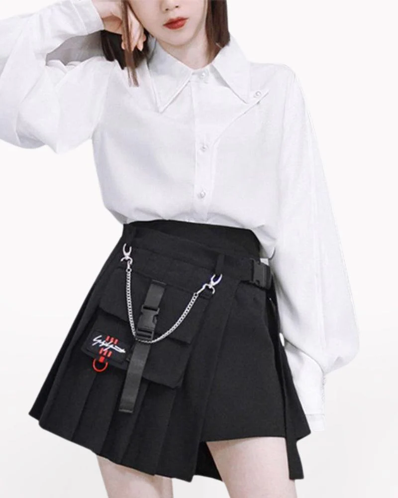 Detachable Pocket Black Cargo Skirt - Image 3