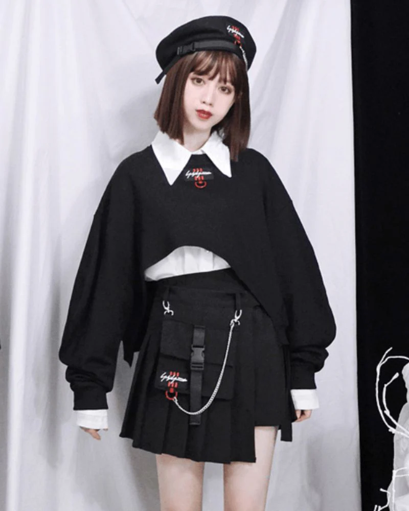 Detachable Pocket Black Cargo Skirt - Image 6