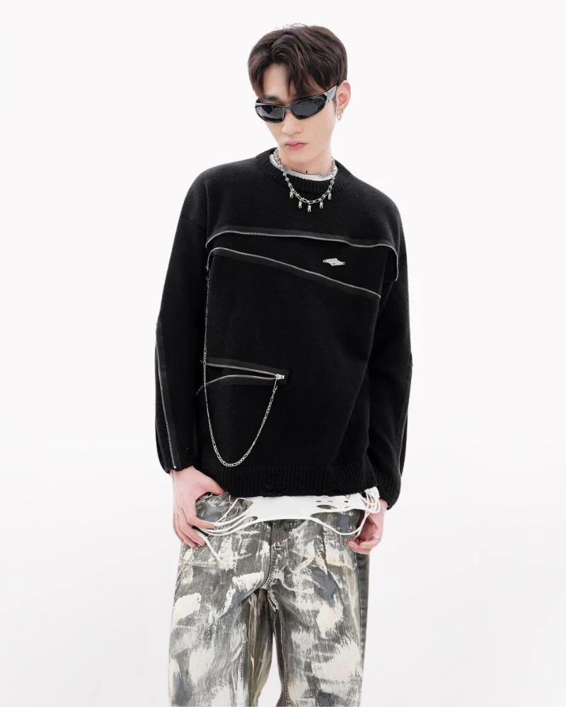 Double Zipper Oversize Lover Sweater - Image 2