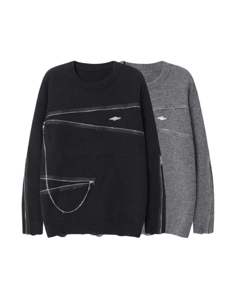 Double Zipper Oversize Lover Sweater - Image 3