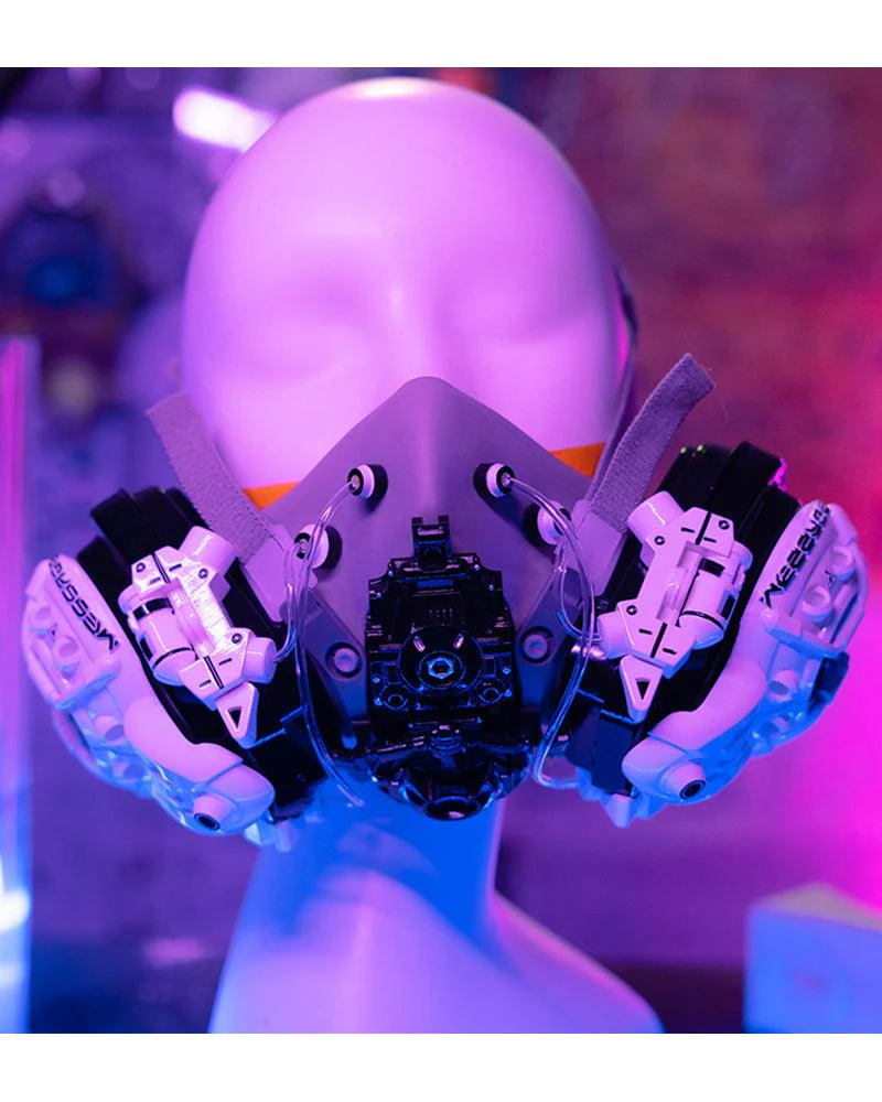 Fallen Angel Futuristic Cosplay Cyberpunk White Headband And Mask (Sold Separately) - Image 15