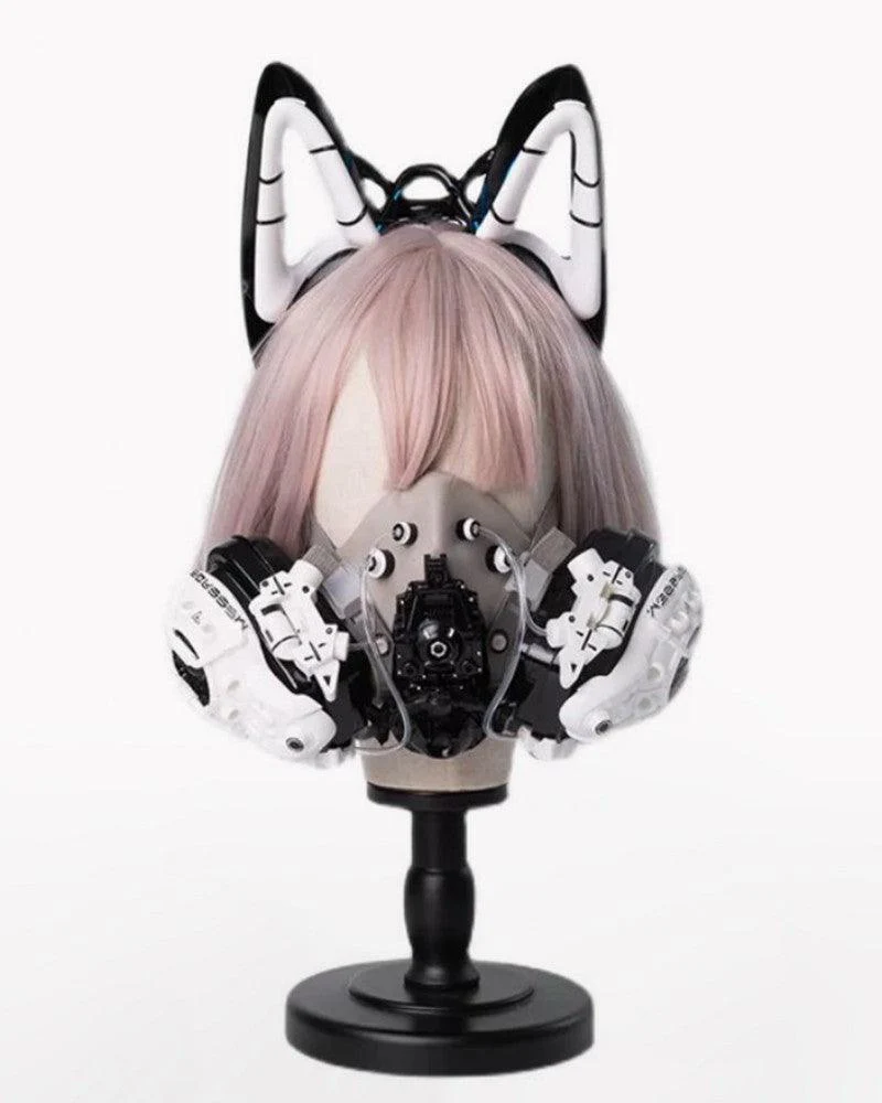 Fallen Angel Futuristic Cosplay Cyberpunk White Headband And Mask (Sold Separately) - Image 17