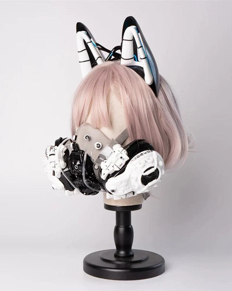 Fallen Angel Futuristic Cosplay Cyberpunk White Headband And Mask (Sold Separately) - Image 18
