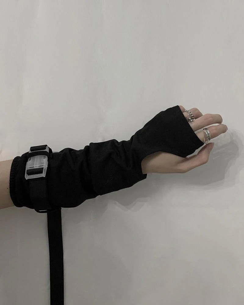Forever Young Futuristic Buckle Gloves - Image 5
