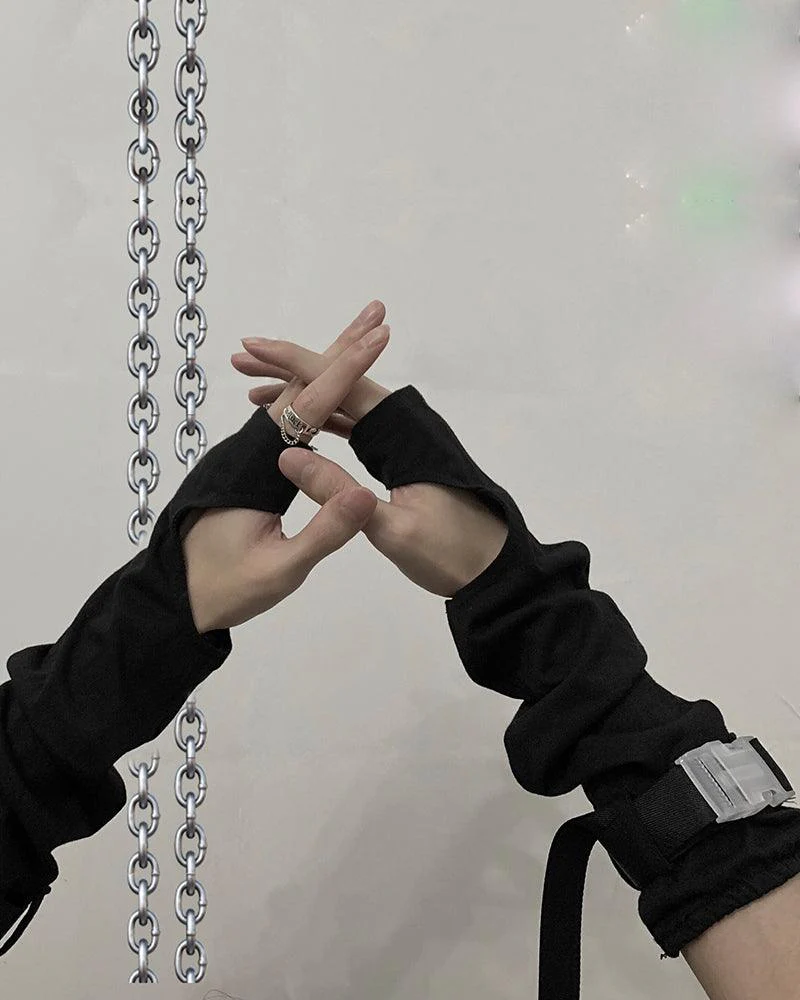 Forever Young Futuristic Buckle Gloves - Image 7