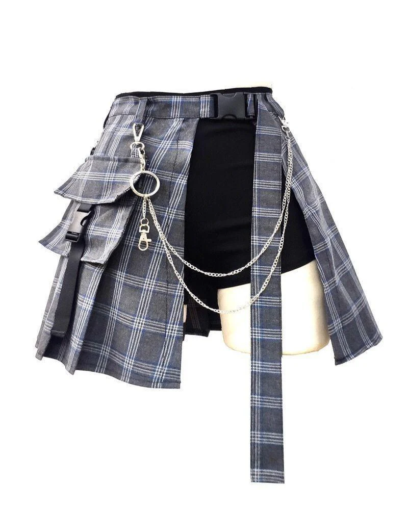 Funcional High Waist Pleated Cargo Skirt - Image 2
